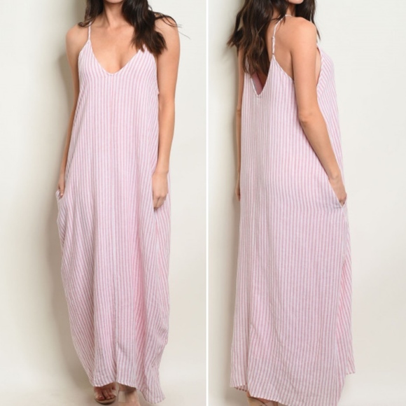 Trend Setter Diva Boutique Dresses & Skirts - PIN STRIPE PINK & IVORY MAXI DRESS